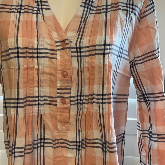 Cato Peach and Black Plaid Button Down Shirt - Picture 2 of 9